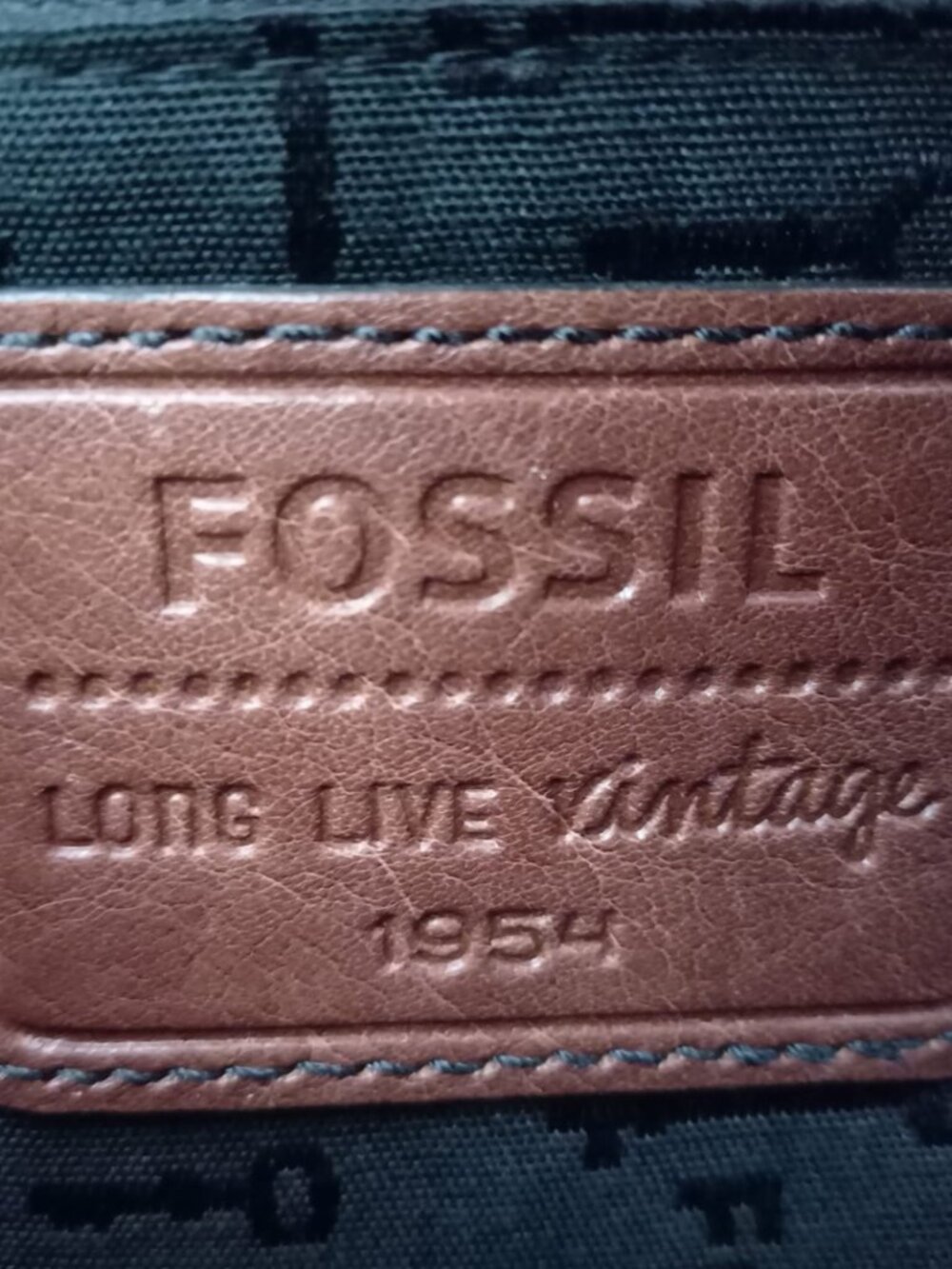 Fossil Long Live Vintage Brown Leather Messenger Bag - Briefcase Satchel, Size M - Picture 6 of 8
